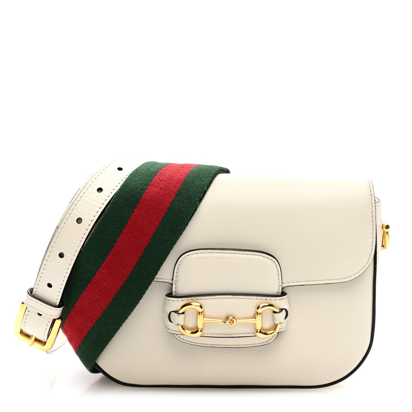 Azalea Calfskin Web Mini Horsebit 1955 Shoulder Bag Mystic White