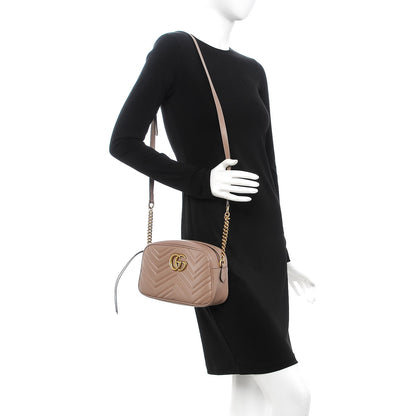 Gucci Calfskin Matelasse Small GG Marmont Chain Shoulder Bag Taupe 2 of 8