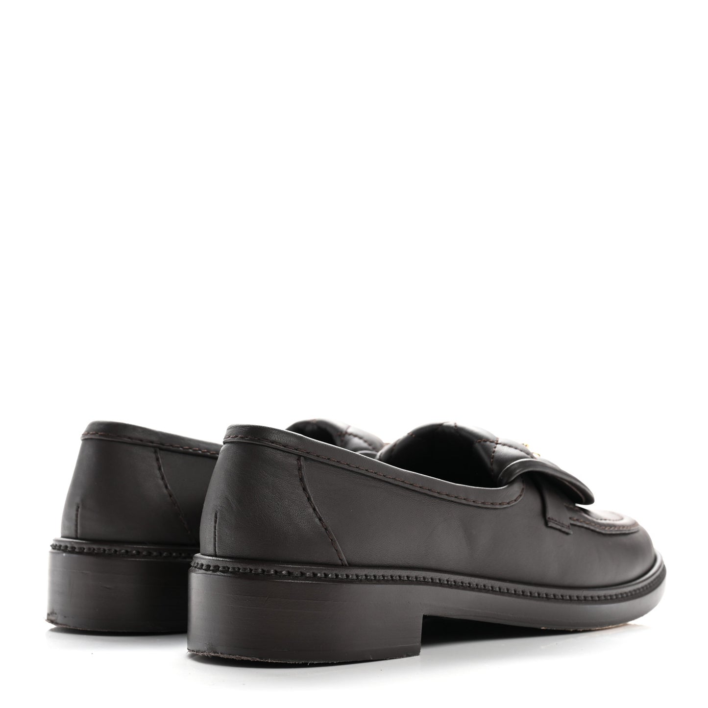 Lambskin Quilted CC Turnlock Loafers 38.5 Dark Brown