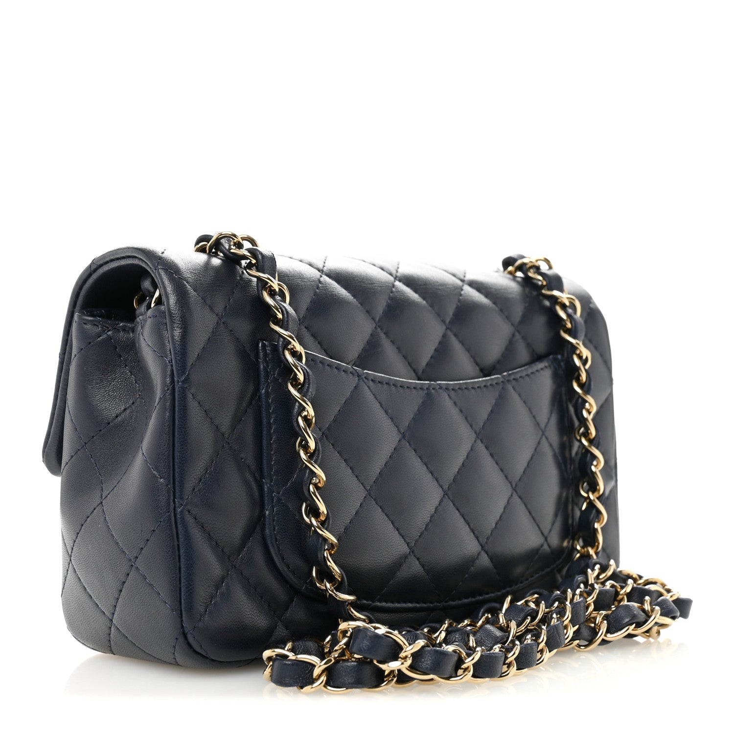 Chanel Lambskin Quilted Mini Rectangular Flap Dark Navy Blue 3 of 13