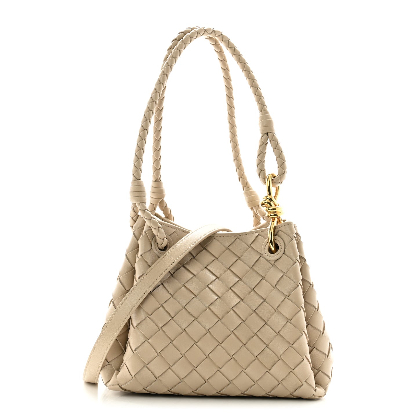 Nappa Intrecciato Small Parachute Shoulder Bag Ecru