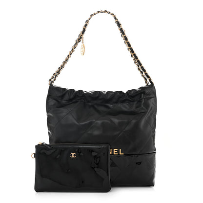 Chanel Shiny Calfskin Patent Quilted Small Chanel 22 Black 3 of 12