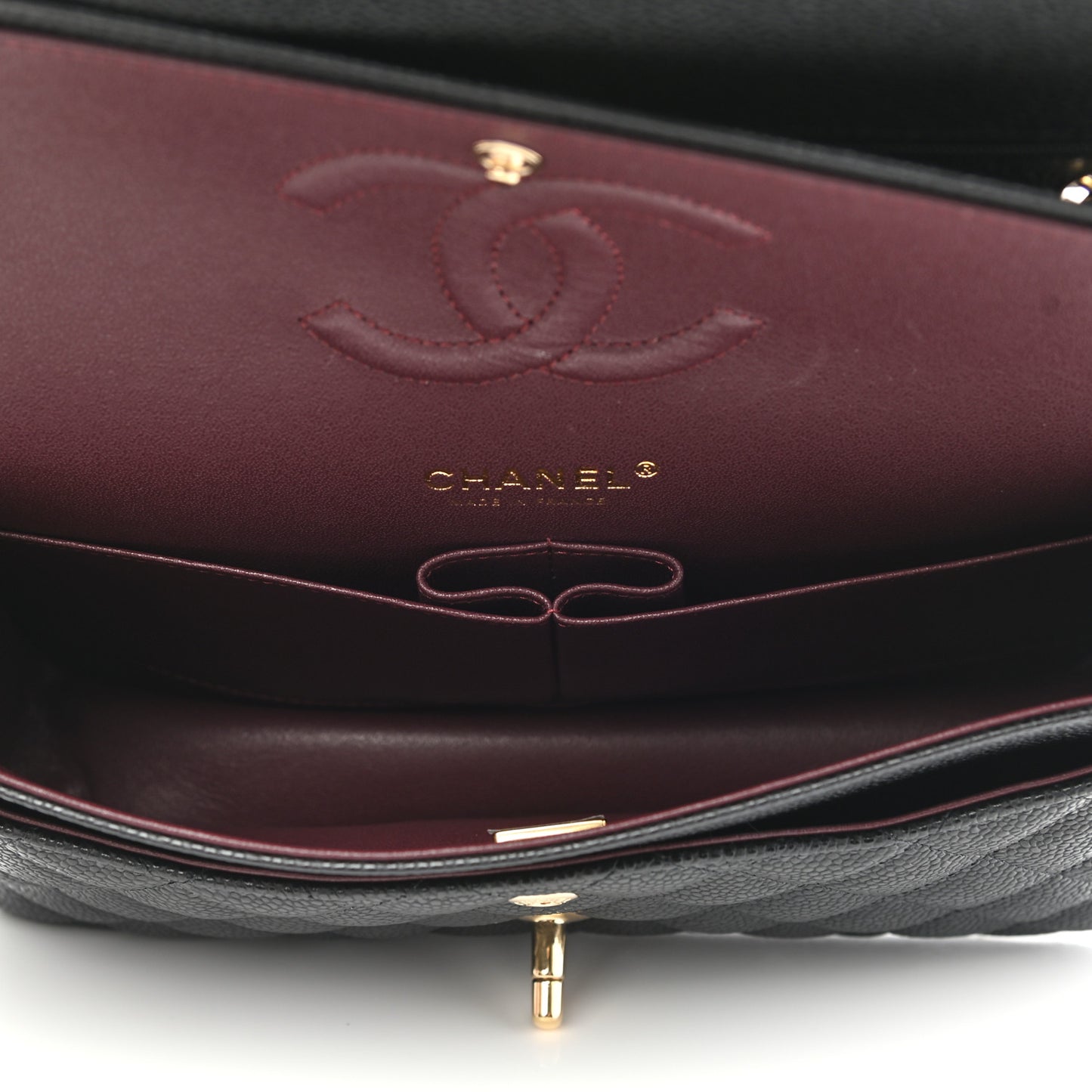 Caviar Quilted Medium Double Flap Black