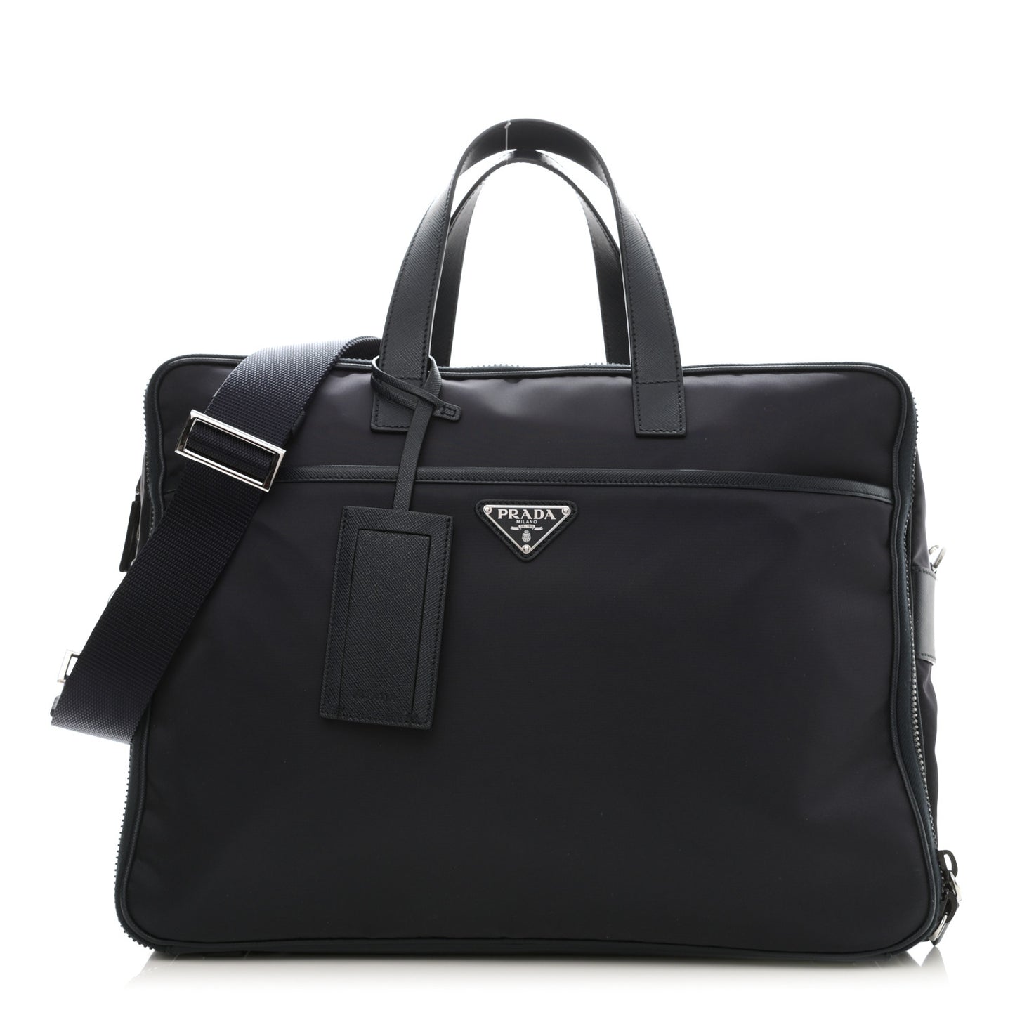 Tessuto Nylon Saffiano Briefcase Navy