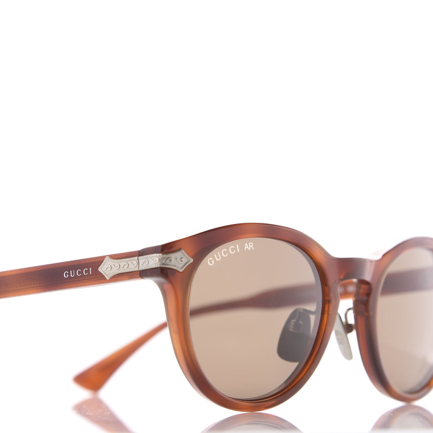 Gucci Acetate Round Metal Sunglasses GG0071S Havana 8 of 9