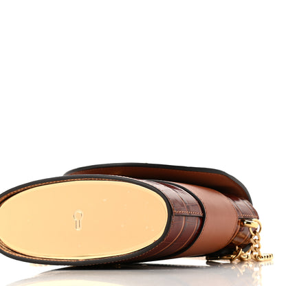 Chloe Calfskin Crocodile Embossed Small Aby Lock Chestnut Brown 10 of 10