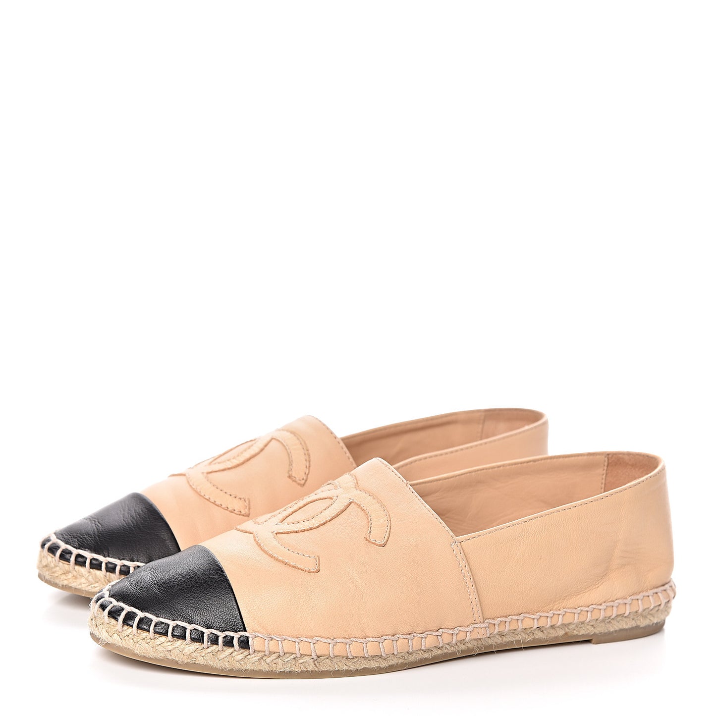 Lambskin CC Espadrilles 37 Beige Black