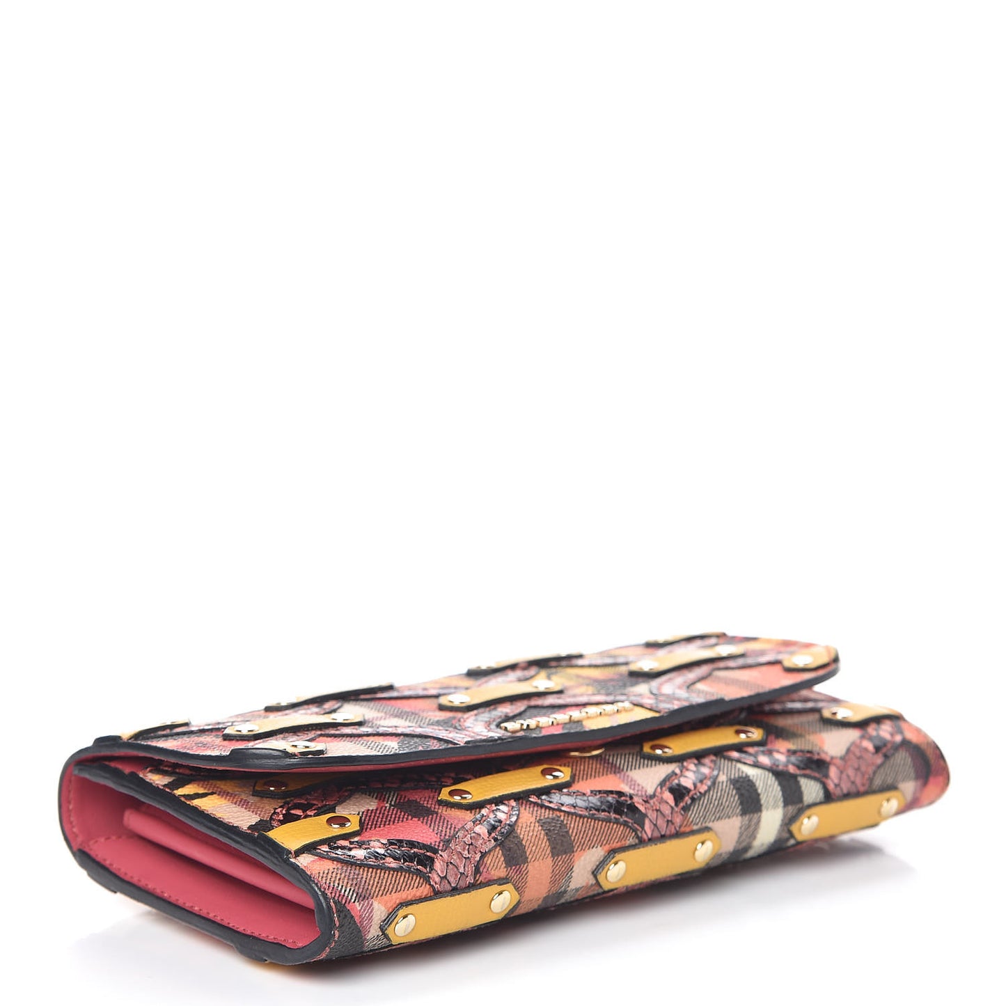 Calfskin Snakeskin Floral Haymarket Check Continental Wallet Multicolor