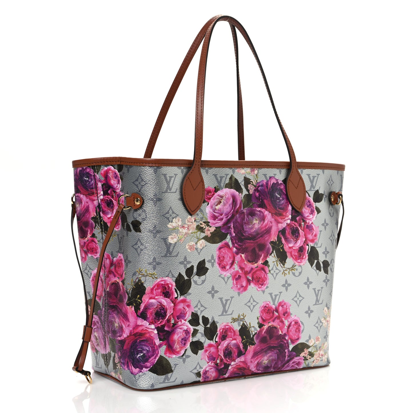 Metallic Monogram LV Garden Neverfull MM Silver