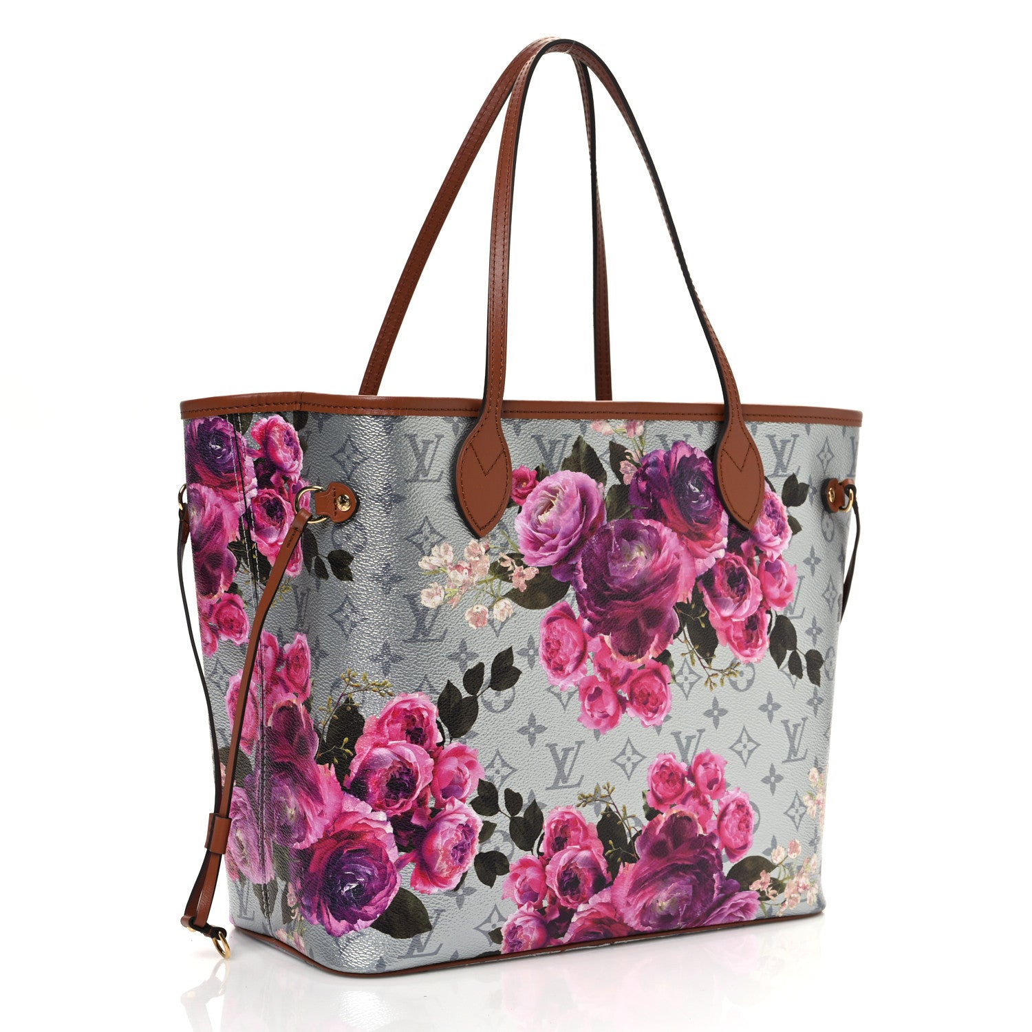 Louis Vuitton Metallic Monogram LV Garden Neverfull MM Silver 5 of 11