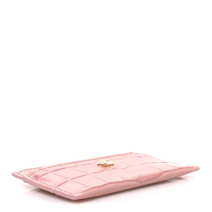 Chanel Calfskin Crocodile Embossed Crococo Card Holder Light Pink 4 of 8