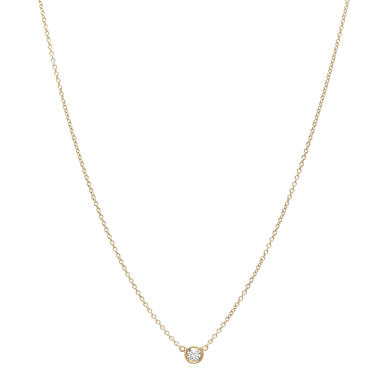 Tiffany 18K Yellow Gold Diamond .12ct Elsa Peretti Diamonds by the Yard Pendant Necklace 1 of 4