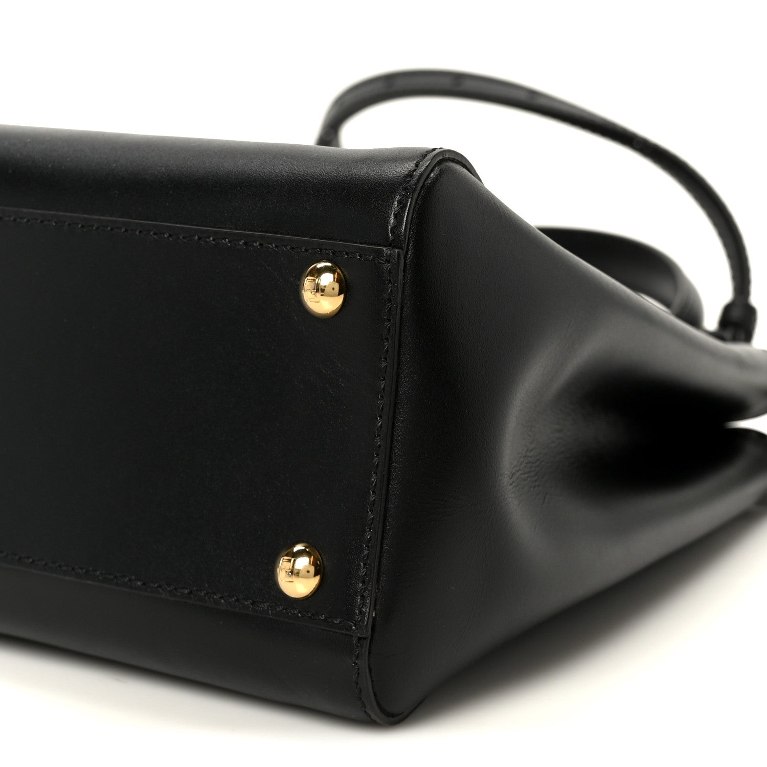 Fendi Vitello Morgan Fabric Jacquard Pequin Medium Peekaboo Iconic Satchel Black Tobacco 11 of 11