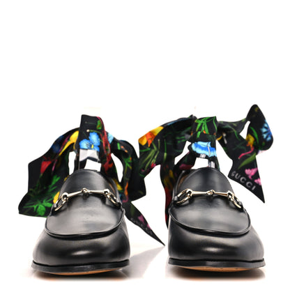 Gucci Betis Glamour Calfskin Silk Womens Jordaan Loafers 38 Black Multicolor 3 of 10