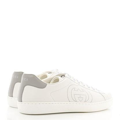Gucci Calfskin Interlocking G Perforated Mens Ace Sneakers 7 White Grey Sky 4 of 9