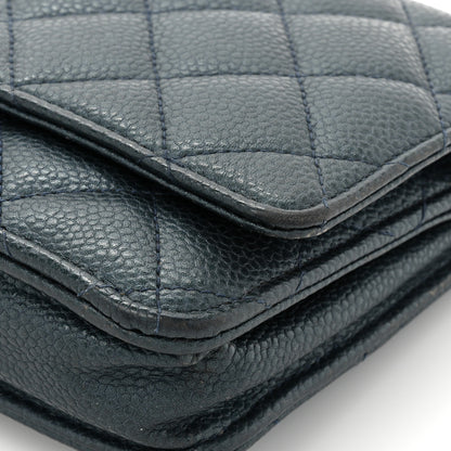 Chanel Caviar Quilted Wallet on Chain WOC Navy Blue 14 of 19