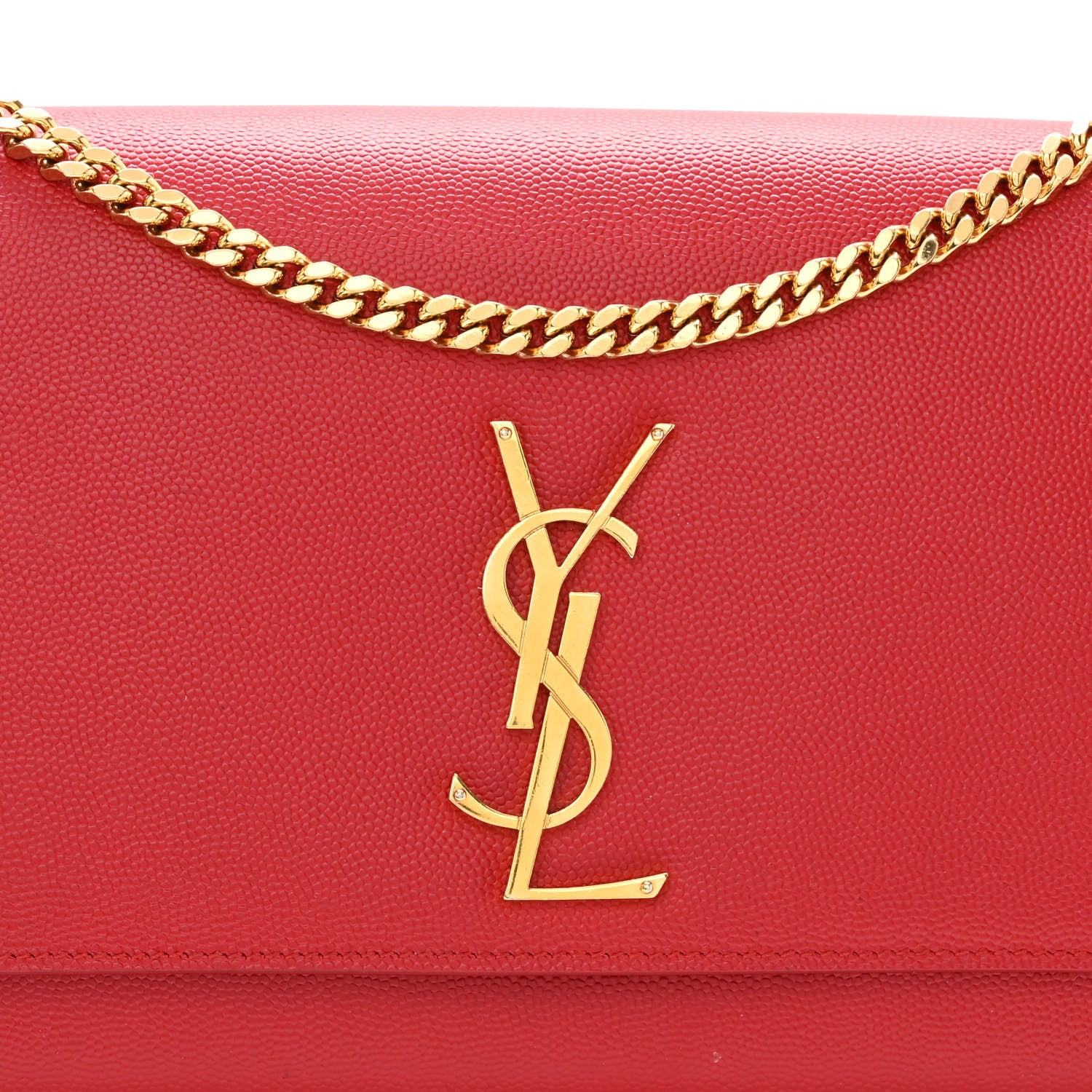 Saint Laurent Grain De Poudre Medium Monogram Kate Satchel Red 7 of 10