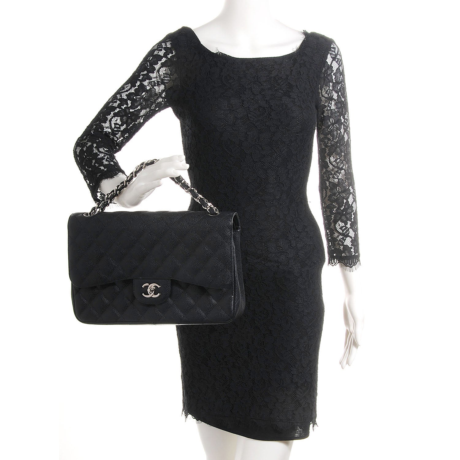 Chanel Caviar Quilted Jumbo Double Flap Black 2 of 7
