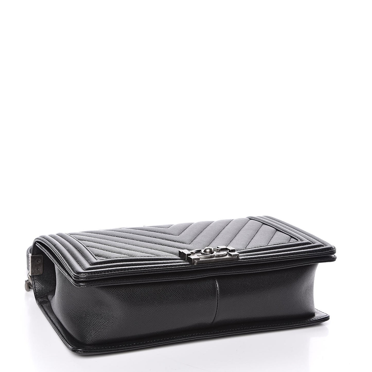 Caviar Chevron Quilted New Medium Boy Flap Black