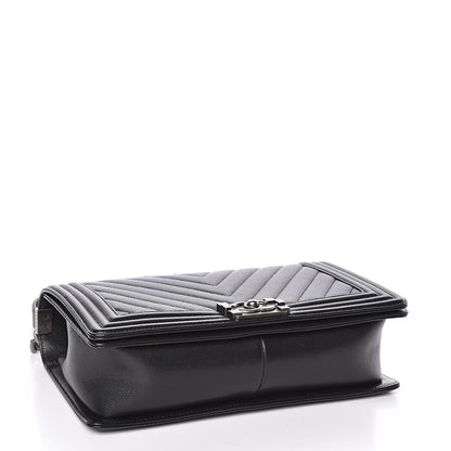 Chanel Caviar Chevron Quilted New Medium Boy Flap Black 4 of 11
