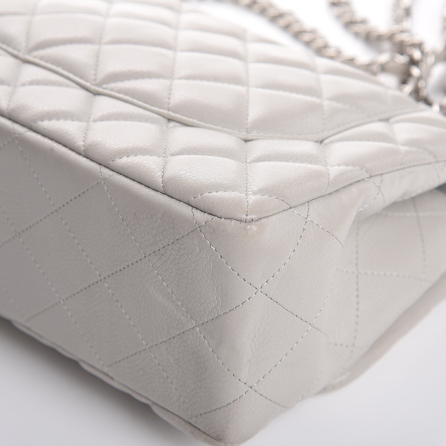Chanel Caviar Quilted Jumbo Double Flap Light Grey 15 of 16