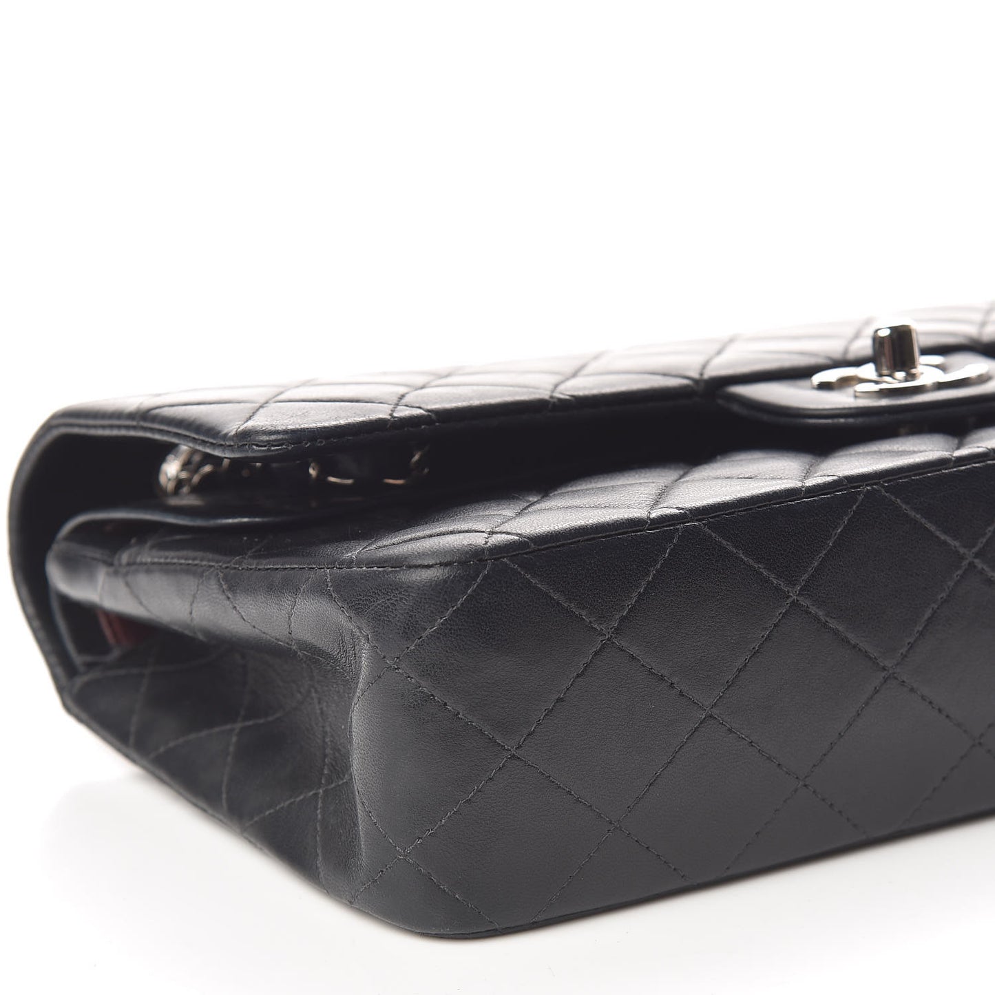 Lambskin Quilted Medium Double Flap Black