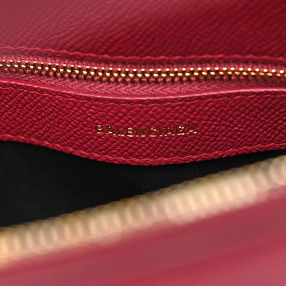 Balenciaga Signature Grained Calfskin Logo S Ville Top Handle Bag Rouge Grenat White 6 of 10