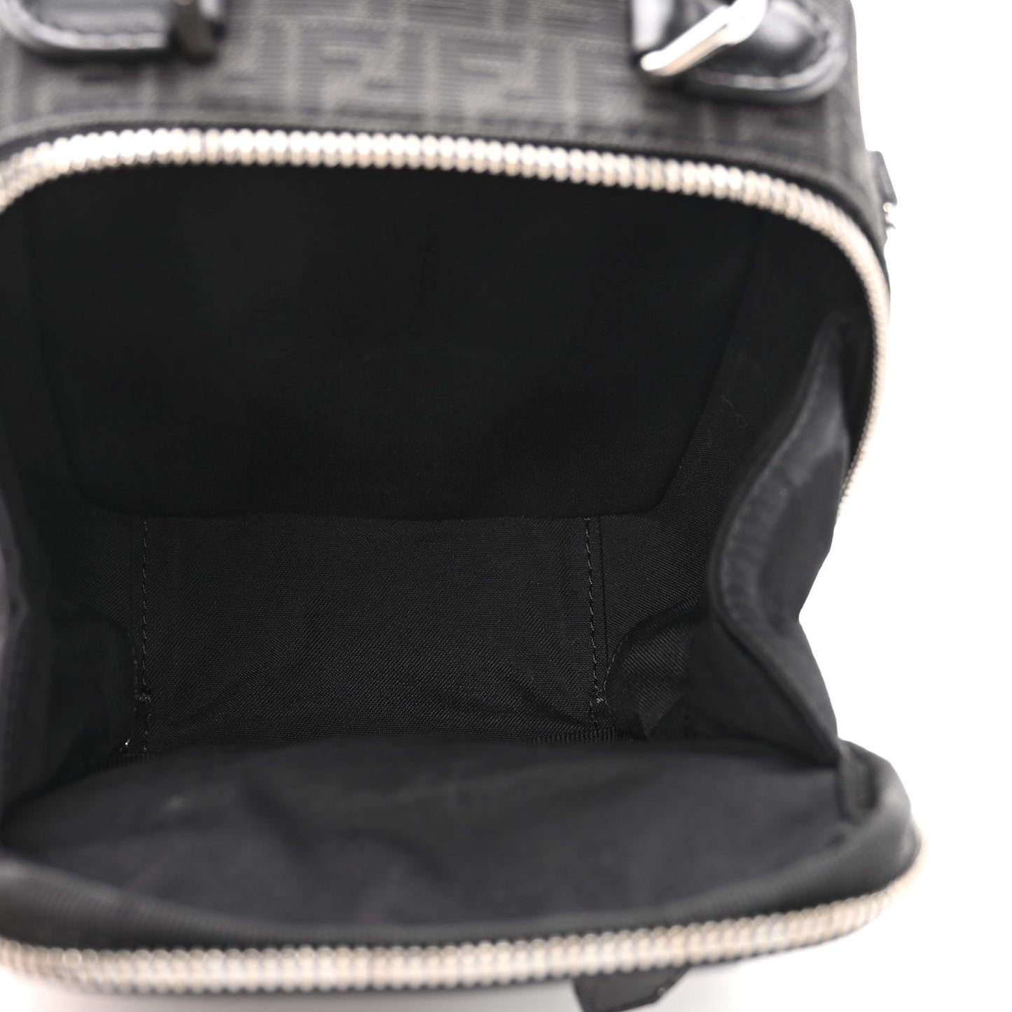 Recycled Fabric Jacquard Vitello Astro Micro FF Mini Trolley Bag Asfalto Black