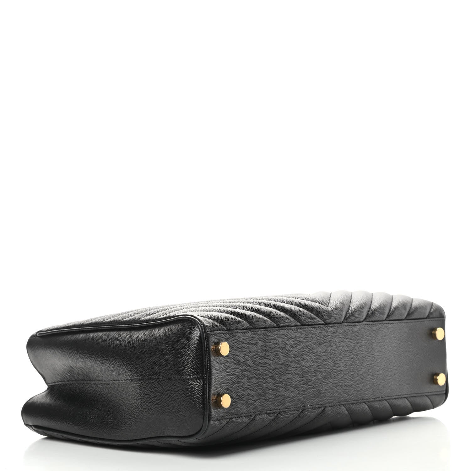Saint Laurent Grain De Poudre Matelasse Chevron Monogram Shopping Bag Black 4 of 12