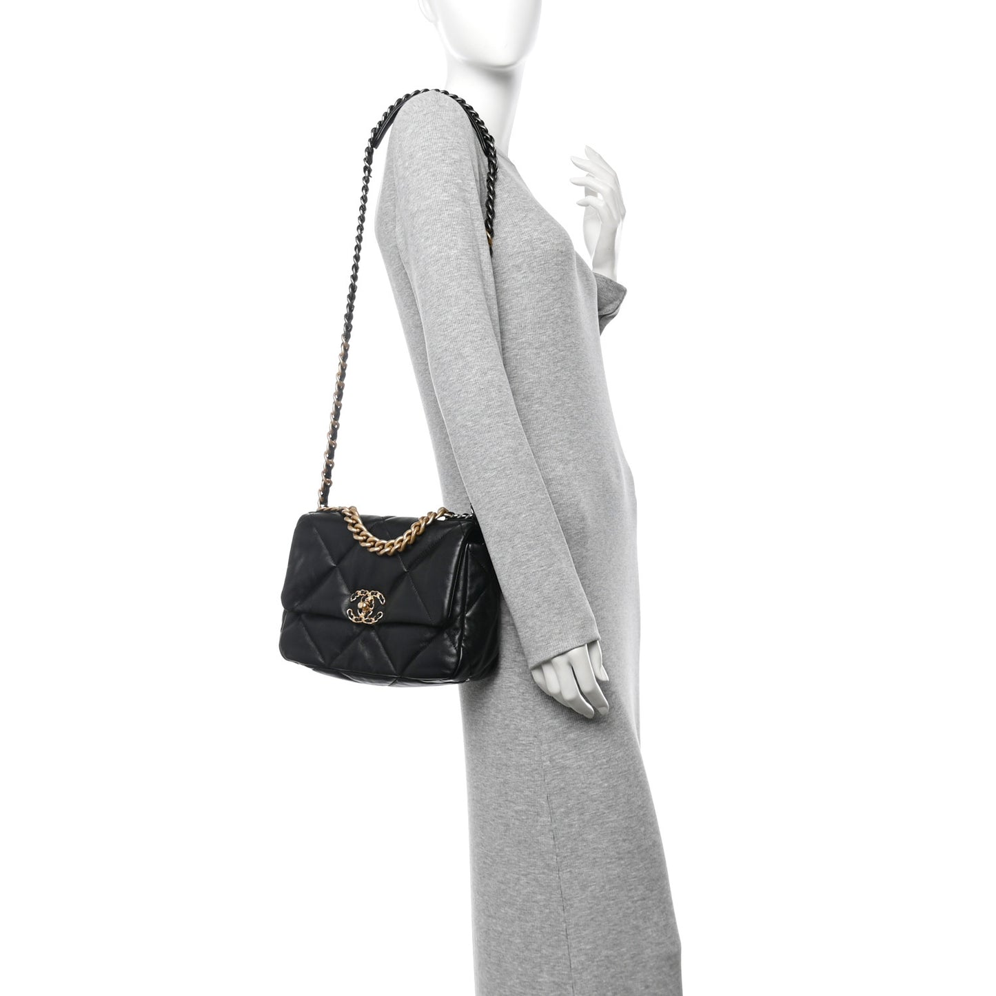 Lambskin Quilted Medium Chanel 19 Flap Black