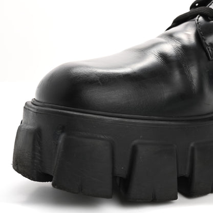 Prada Spazzolato Rois Re-Nylon Metal Triangle Logo Monolith Pouch Pocket 55mm Boots 41 Black 9 of 12