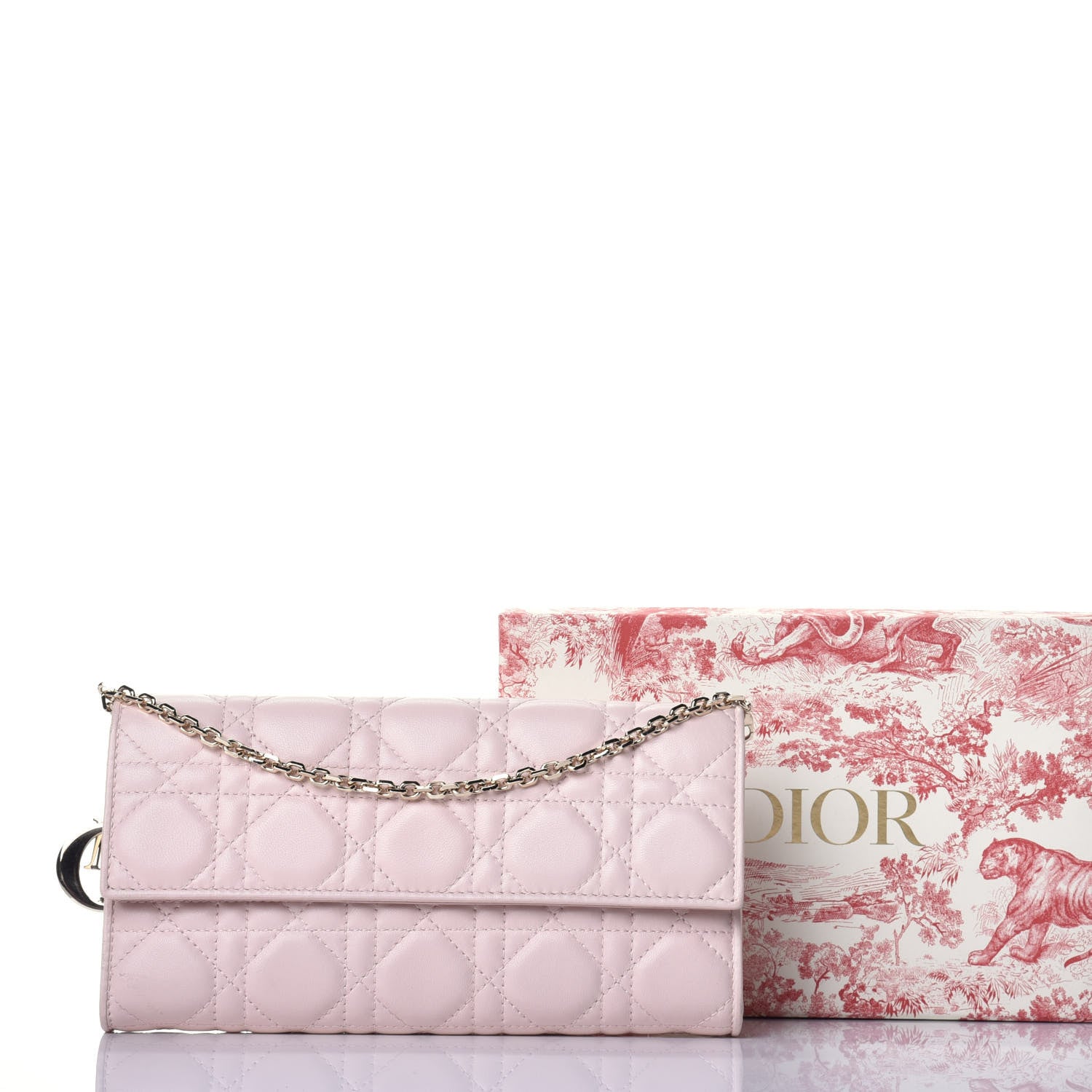 Christian Dior Lambskin Cannage Lady Dior Rendezvous Wallet On Chain Light Pink 9 of 9