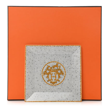 Hermes Porcelain Mosaique Au 24 Square Plate N°3 Gold 6 of 6