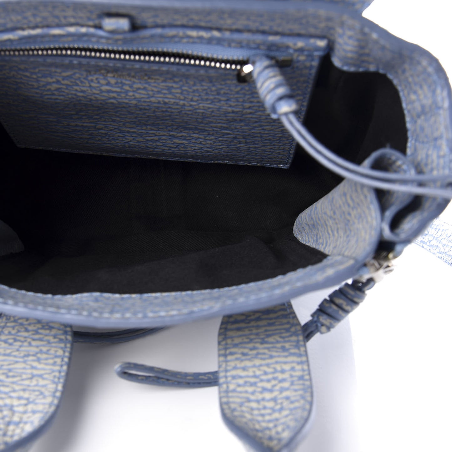 3.1 Textured Calfskin Mini Pashli Satchel Blue Ivory