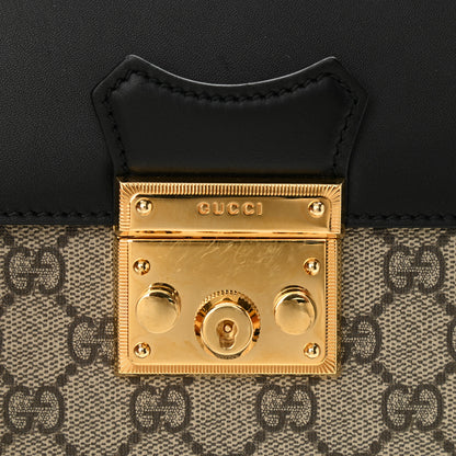 Gucci GG Supreme Monogram Calfskin Padlock Backpack Beige Cuir Black 11 of 12