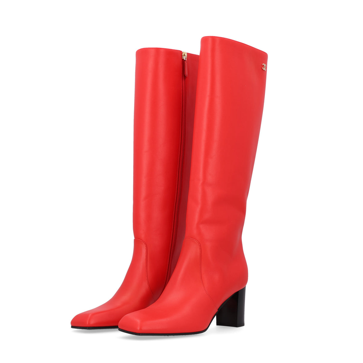 Calfskin High Boots 38 Red