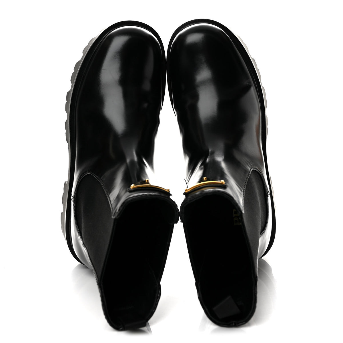 Brushed Calfskin Stride Triangle Booties 36.5 Black
