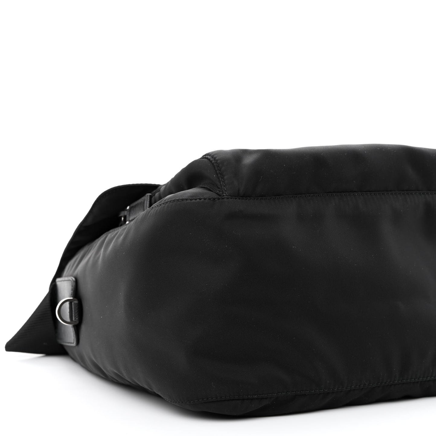 Tessuto Nylon Saffiano Double Buckle Messenger Shoulder Bag Black