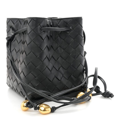 Bottega Veneta Nappa Intrecciato Small Drawstring Bucket Bag Black 3 of 10