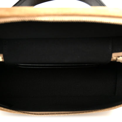 Chanel Suede Calfskin Shiny Lambskin Stitched Top Handle Slim Vanity Case With Chain Beige Black 5 of 10