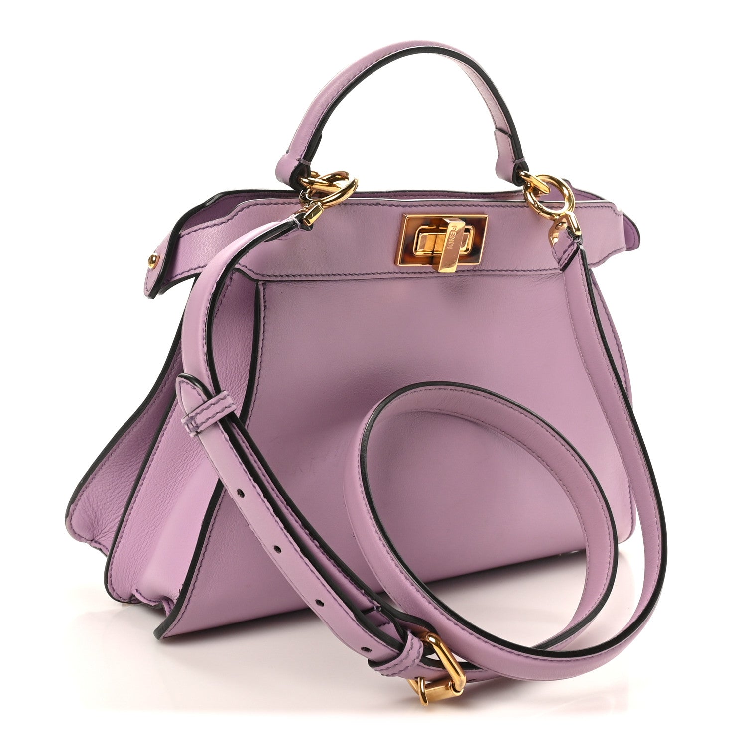 Fendi Vitello Seta Shiny Nappa Plexiglass Small Peekaboo I SEE U