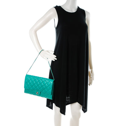 Chanel Lambskin Quilted Clutch With Chain Flap Green 2 of 10