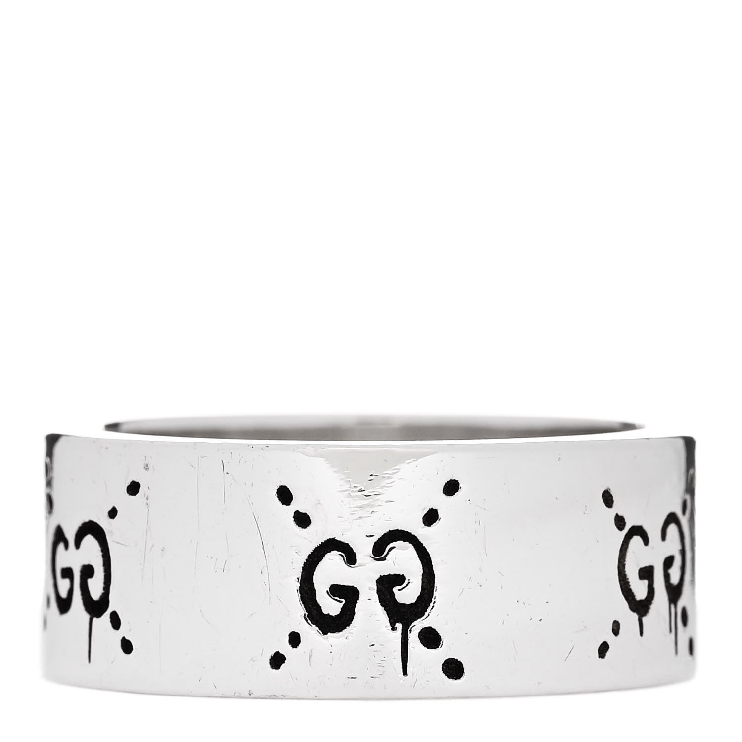 Gucci Sterling Silver GG Wide Band Ring 62 10 3 of 7