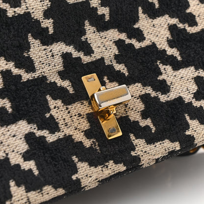 Christian Dior Technical Canvas Macro Houndstooth Medium Caro Bag Black White 12 of 18