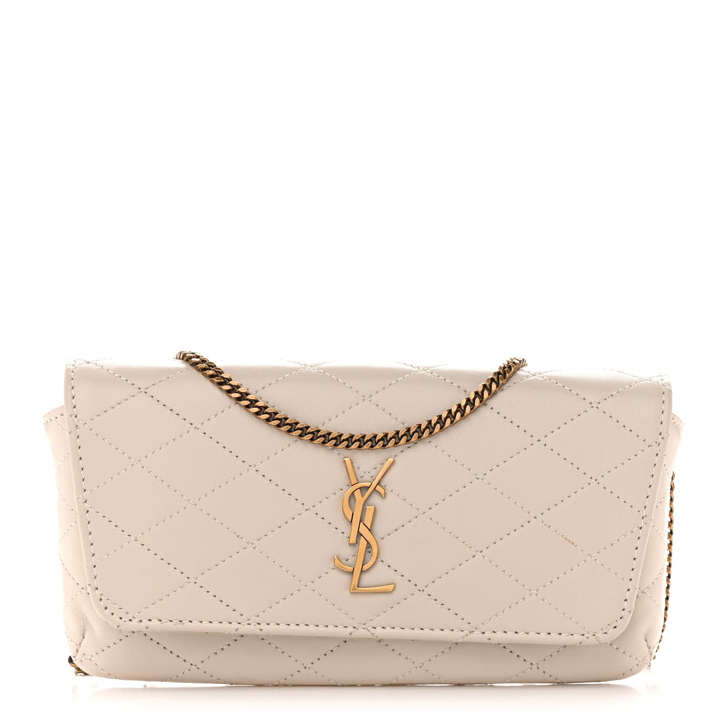 Saint Laurent Lambskin Quilted Gaby Phone Holder Crossbody Crema Soft 1 of 13