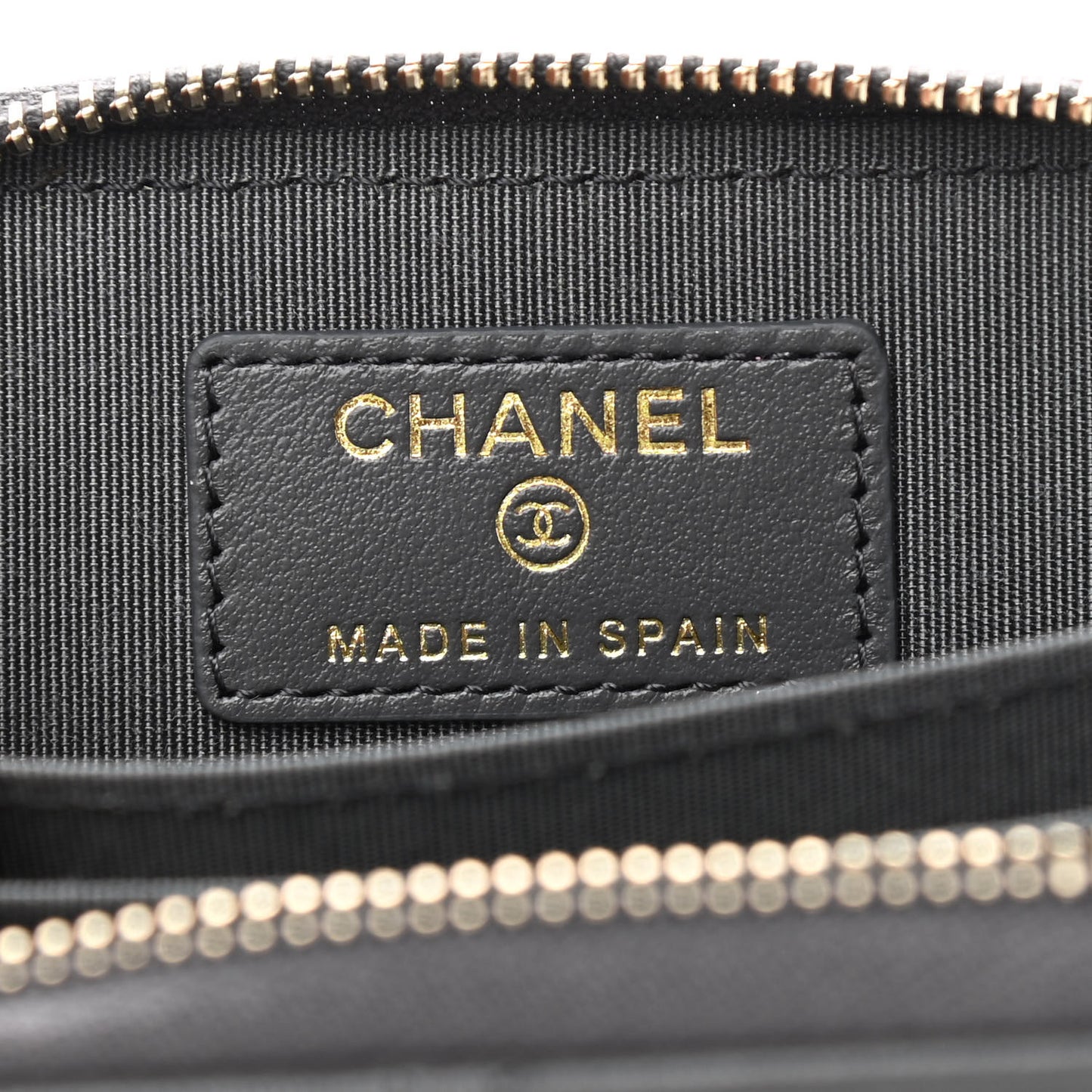 Lambskin Quilted Chanel 19 Zip Around Coin Purse Wallet Dark Grey