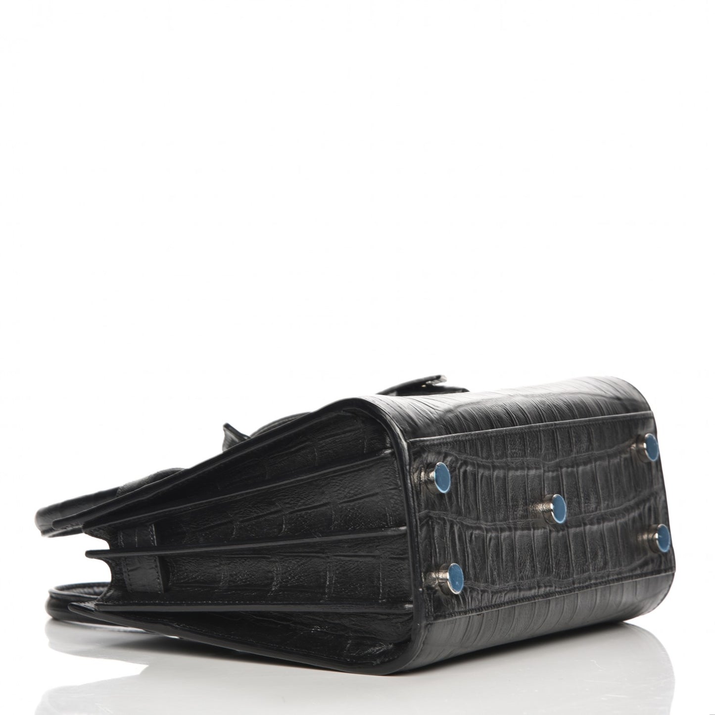 Calfskin Crocodile Embossed Nano Sac De Jour Black