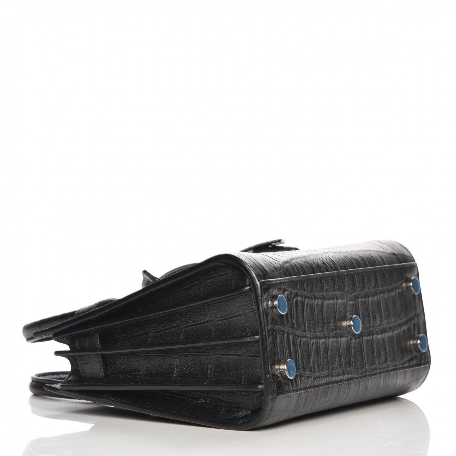 Saint Laurent Calfskin Crocodile Embossed Nano Sac De Jour Black 4 of 7