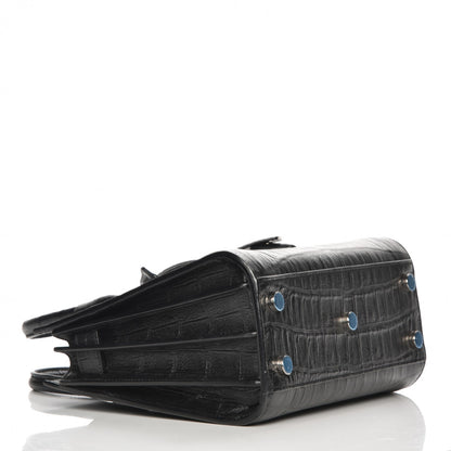 Saint Laurent Calfskin Crocodile Embossed Nano Sac De Jour Black 4 of 7
