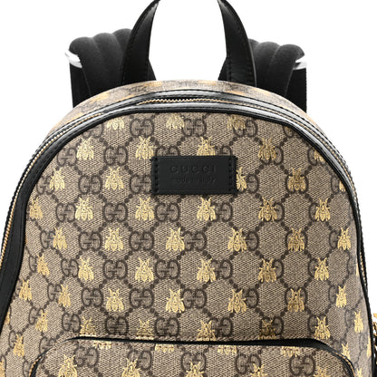 Gucci GG Supreme Monogram Bees Print Small Day Backpack Beige Oro Black 8 of 10